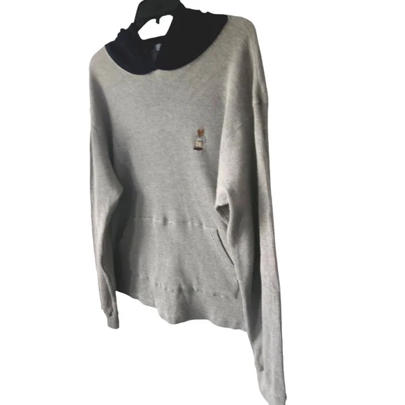 Polo Ralph Lauren Spell Out Bear Waffle Knit Hoodie Sweatshirt Size Large - Picture 6 of 16
